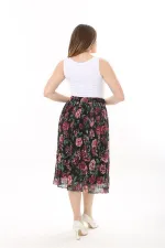 Kadın Büyük Beden Renkli Beli Lastikli Astarlı Pilise Tül Etek 65N37655