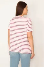 KADIN KEMİK BİSİKLET YAKALI ÇİZGİLİ BLUZ