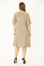 Kadın Büyük Beden Lacivert Dokuma Viskon Kumaş Ön Düğmeli Cepli Elbise 65N36785