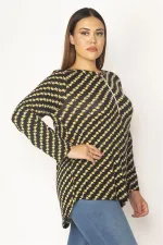 Kadın Siyah Ön Pat Fermuarlı Viskon Bluz 65N28620