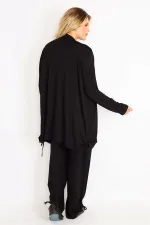 Kadın Mavi Yan Bağcık Detaylı Hırka Pantolon Takım 65N34906