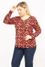 Kadın Renkli Büyük Beden Pamuklu Kumaş Yaka Detaylı Bluz 65N35772