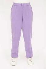 Kadın Lila 3 İplik Kumaş Kup Dikişli Eşofman Alt 65N35279