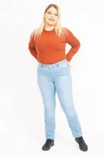 Kadın Mavi 5 Cepli Likralı Kot Pantolon 65N35547