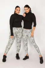 Kadın Siyah Zebra Desen Tayt Panyolon 65N29024