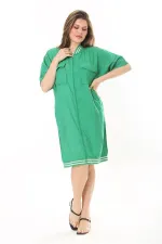 Kadın Büyük Beden Nar Ön Fermuarlı Ribana Detaylı Aerobin Kumaş Elbise 65N37880