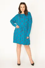 KADIN YEŞİL BELİ LASTİK VE CEP DETAYLI ELBİSE