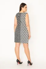 KADIN SİYAH BEL DRAPELİ PUAN DESENLİ ELBİSE