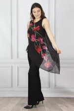 Kadin Siyah Şifon Detayli Tulum 26N12044