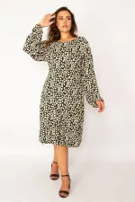 Kadın Renkli Bel Detaylı Uzun Kollu Elbise 65N34050