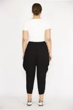 Kadın Siyah Büyük Beden Şalvar Kesim Kapri