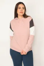 Women's Rose Pink Color Detailed Hooded Sweatshirt 65N31367