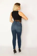 Kadın Lacivert Likralı 5 Cep Kot Pantolon 65N34247