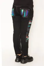 Kadın Siyah Aplikeli Kot Pantolon 65N31600