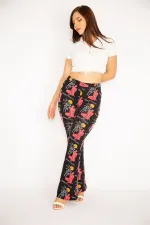 Kadın Renkli Geniş Paçalı Desenli Viskon Tayt 65N34885