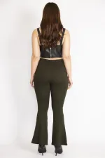 Kadın Haki Büyük Beden Geniş Paçalı Tayt