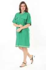 Kadın Büyük Beden Nar Ön Fermuarlı Ribana Detaylı Aerobin Kumaş Elbise 65N37880