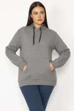 Women's Smoked Inside Raised 3 Thread Kangaroo Pocket Hooded Sweatshirt 65N29644