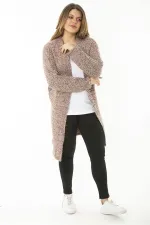 Kadın Büyük Beden Renkli Triko Kalın Hırka 65N37135