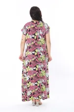 Kadın Büyük Beden Renkli Anvelop Yakalı Uzun Elbise 65N38584