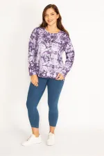 Women's Purple Tie Dye Printed Sweatshirt 65N34770