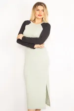 Kadın Yeşil Kol Detaylı Uzun Elbise 85N7277