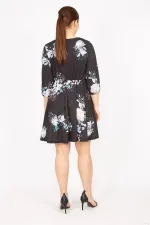 Kadın Siyah V Yakalı Bel Ve Kol Ağzı Lastikli Elbise 26A35828