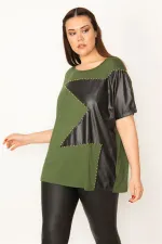 KADIN HAKİ ÖN DETAYLI BLUZ