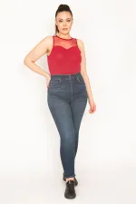 Kadın Lacivert 5 Cep Likralı Süper Skinny Jean Pantolon 65N35381
