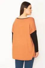 Kadın Gri Önü Flok Desen Ve Taş Detaylı İki Renkli Tunik 65N31412