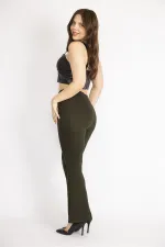 Kadın Haki Büyük Beden Geniş Paçalı Tayt