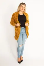 Kadın Safran Cepli Kalın Triko Hırka 65N34602