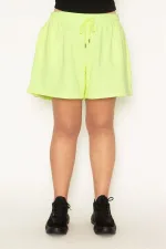 Kadın Fosfor Polar Kumaş Bel Lastik Ve Bağcıklı Yan Cepli Şort 65N31550