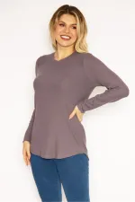 Kadın Lila Likralı Kaşkorse Bluz 65N35177