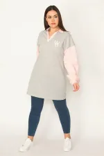 WOMEN'S GRAY POLO COLLAR SWEATSHIRT