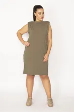 Kadın Haki Pamuklu Kumaş Omuzları Vatkalı Spor Elbise 65N29430