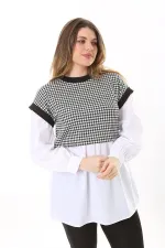 Kadın Büyük Beden Beyaz Kazayağı Ve Poplin Kombinli Tunik 65N37577