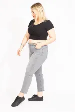 Kadın Gri Likralı 5 Cep Kot Pantolon 65N35551