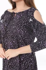 Kadın Büyük Beden Renkli Omuz Dekolte Ve Volan Detaylı Bluz 65N37800