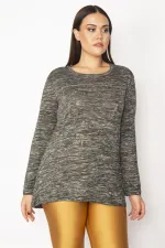 Kadın Füme Taş Detaylı Kırçıllı Bluz 65N29600