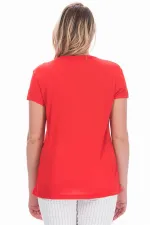 Women's White V-Neck Viscose Blouse 65N22538