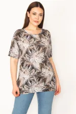 KADIN VİZON BİSİKLET YAKALI DESENLİ BLUZ