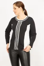 Kadın Siyah Büyük Beden Ön Fermuarlı Astarsız Spor Ceket