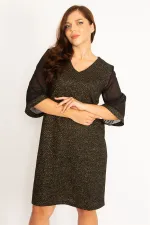 Kadın Gri Sim Detaylı Kolları Şifon Elbise 65N34746