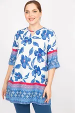 Kadın Fujya Büyük Beden Dokuma Viskon Kumaş Su Desenli Tunik