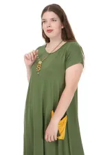 Kadın Haki Cep Detaylı Garnili Elbise 65N23077