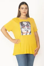 Kadın Sarı Dijital Baskılı Viskon Bluz 65N27410