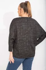 Kadın Antrasit Rahat Kesim Düşük Kollu Simli Tunik 65N35495