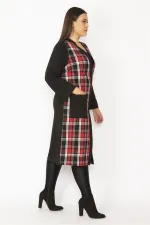 Kadın Gri Ekose Desenli Ön Boy Düğme Ve Cepli Kap 65N28487