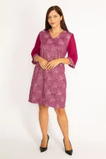 Kadın Mürdüm Sim Detaylı Kolları Şifon Elbise 65N34610